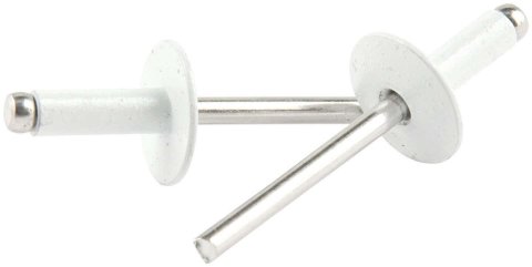 Allstar Performance Large Head Rivets ALL18158 Rivets, Blind Rivets, 3/16 in. Rivet, 9/16 in. Head, Aluminum, White, Set of 250