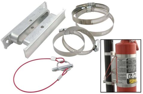 Allstar Performance Quick-Release Fire Extinguisher Brackets ALL10510 Bracket, Band Clamp, Aluminum, Natural, 2.5 lb. Extinguishers, Kit