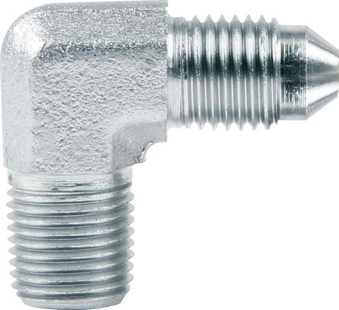 Allstar Performance Brake Fittings ALL50018 Fitting, Adapter, AN to NPT, 90 Degree, Steel, Zinc, -3 AN, 1/8 in. NPT, Each