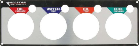 Allstar Performance Gauge Panels ALL80128 Panels, Four Type, Aluminum, Black/Silver, 4.500 in. Height, 13.750 in. Length, 2 5/8 in. Diameter, Each