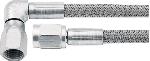 Allstar Performance Braided Steel Lines ALL46302-42 Brake Line, Stainless Steel, 42 in. Length, -3 AN Hose, -3 AN Female, -3 AN 90 Degree Female, Each