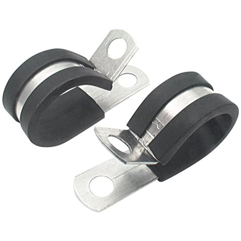 Allstar Performance Aluminum Line Clamps ALL18303-50 Hose Mounting Clamps, Cushioned, Aluminum, Natural, One 1/2 in. Diameter Hole, Set of 50
