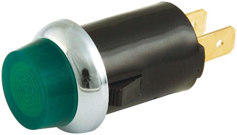 Allstar Performance Warning Lights ALL99064 Light, Green, Chrome Bezel, Black Housing, 2-blade, 0.908 in. Diameter, Each