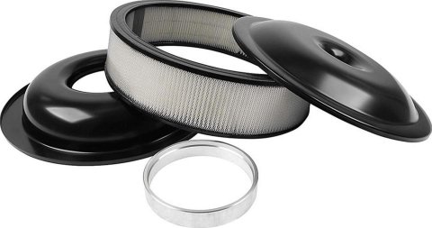 Allstar Performance Aluminum Air Cleaners ALL25913 Cleaner, 14 in. Diameter, Round, Aluminum, Black, 1.5 in. Dropped Base, 1 in. Spacer, 3.5 in. Filter Height, Each