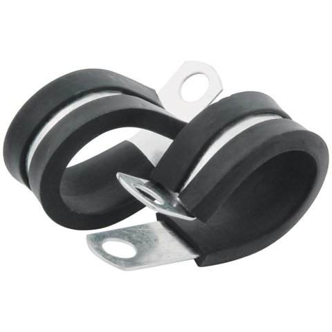 Allstar Performance Aluminum Line Clamps ALL18305-50 Hose Mounting Clamps, Cushioned, Aluminum, Natural, One 3/4 in. Diameter Hole, Set of 50