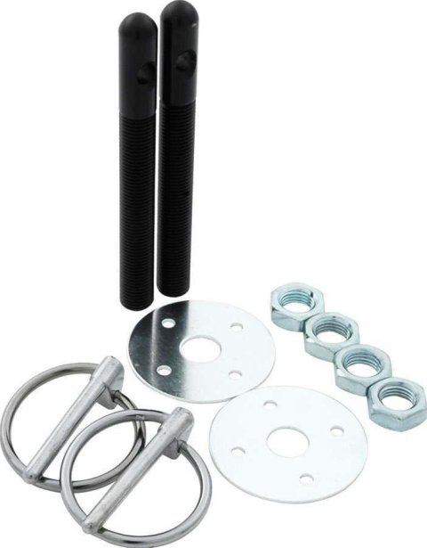 Allstar Performance Hood Pin Kits ALL18484 Pins, Torsion Pin-Style, 3.500 in. Long, 3/8 in. Diameter, Aluminum, Black Anodized, Kit