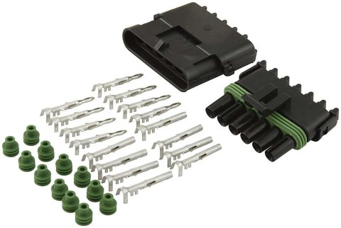 Allstar Performance Weatherpack Connectors ALL76270 Weather Pack Connector, Flat, 6-Pin, Black, Male/Female, Each