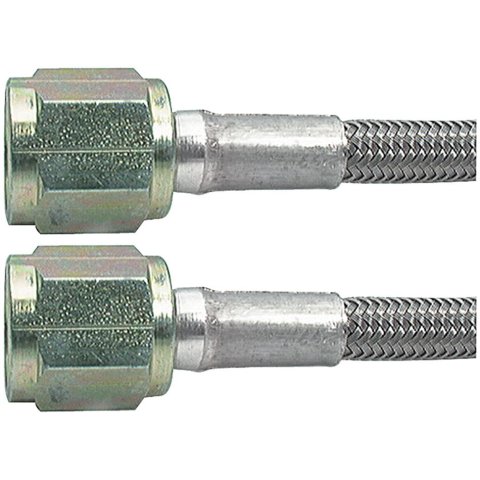 Allstar Performance Braided Steel Lines ALL46310-28 Brake Lines, Stainless Steel, -4 AN, Straight, Female Threads, 28.00 in. Length, Each