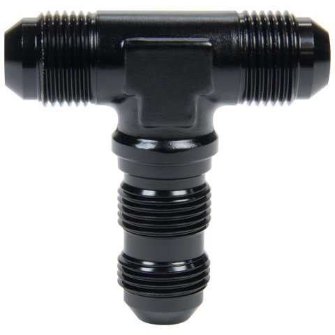 Allstar Performance Bulkhead Fittings ALL49631 Fitting, Bulkhead, Aluminum, Black Anodized, Tee, -4 AN, Male Threads, Each