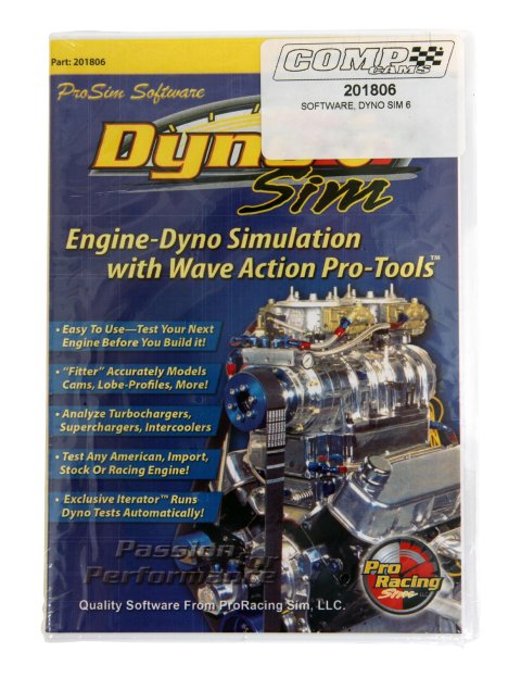 COMP Cams DynoSim6 Engine-Dyno Simulation with Wave Action Pro-Tools 201806 Computer Software, DynoSim 6, Engine Wave-Action Pro-Tools, CD-ROM, Each