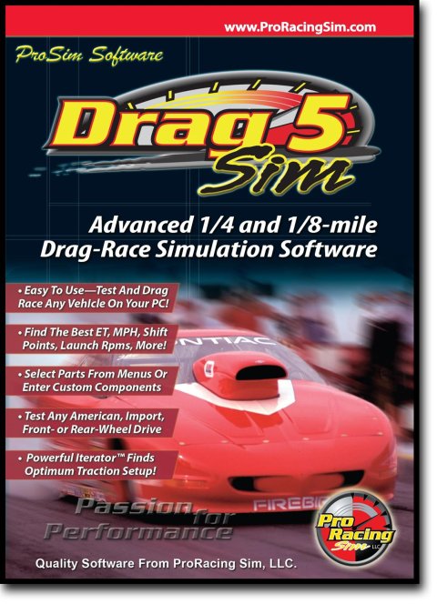 COMP Cams DragSim5 Vehicle Simulators 181601 Software, ProRacing Drag Strip Simulator, PC, Each