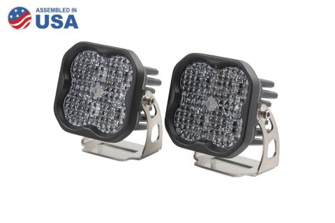 Diode Dynamics SS3 LED Pods DD6121P Auxiliary Lights, Pods, Sport, Flood, Black, Clear Lens, 12 V, 14.5 Watts, Pair