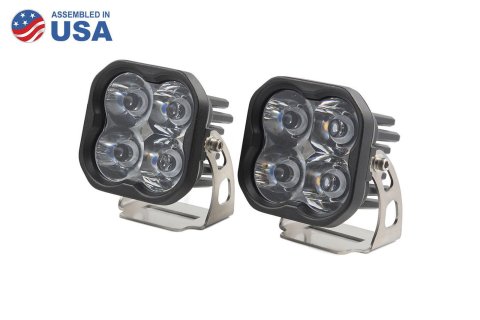 Diode Dynamics SS3 LED Pods DD6123P Auxiliary Lights, Pods, Sport, Spot, Black, Clear Lens, 12 V, 14.5 Watts, Pair