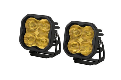 Diode Dynamics SS3 LED Pods DD6134P Auxiliary Lights, Pods, Pro, SAE Fog, Black, Yellow Lens, 12 V, 36.0 Watts, Pair