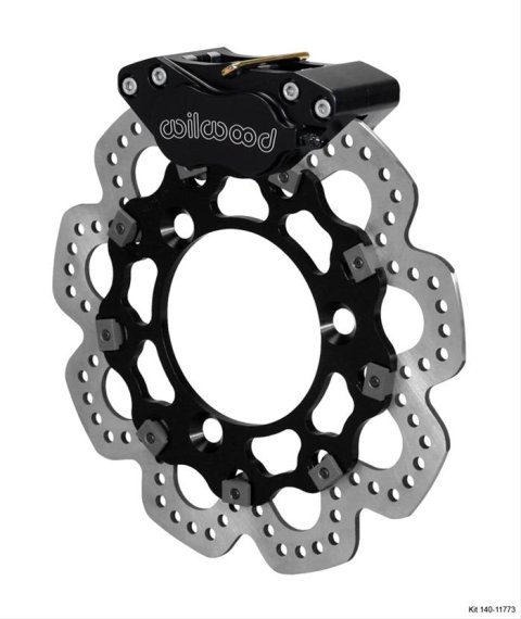 Wilwood GP320 Sprint Race Car Disc Brake Kits 140-11773 Brake, Driver Side Front, Sprint, Cross-Drilled Rotor, 4-Piston Gray Caliper, Kit