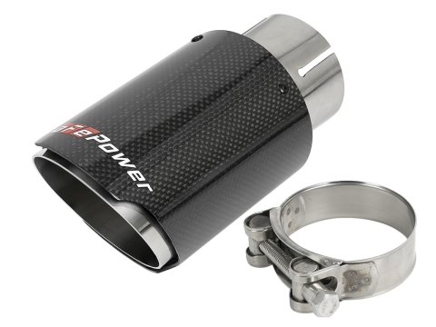 aFe Mach Force XP Round, Carbon fiber 2.50 Inch Exhaust Tip 49T25354-C07 Tip, XP, Clamp-on, Stainless, Fiber, in. Inlet Diameter, 3.50 in. Outlet, 7.00 in. Length, Each