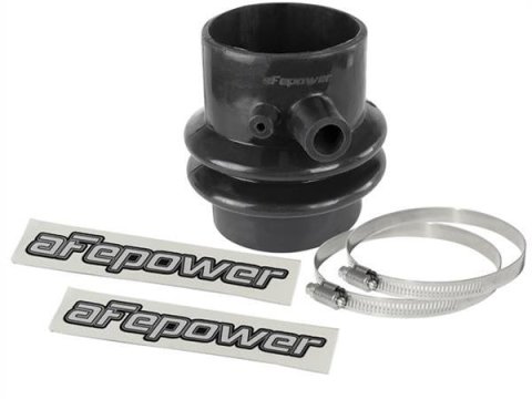 aFe Tubing Couplers 59-00110 Couplers, Straight, Silicone, Black, 3.25 in. Inlet/Outlet Diameter, 4.50 in. Length, Features Two Built-in Port Holes, Each