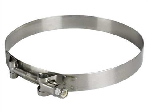 aFe Stainless Steel Hose Clamps 59-01035 Clamps, T-bolt Style, Steel, Natural, 6.063 in. to 6.375 in. O.D., Each