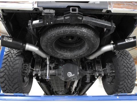 aFe Large Bore-HD Exhaust Systems for 2011-2014 F-250 SUPER DUTY, F-350 F-450 DUTY - 49-43065-B System, Bore HD, Particulate Filter Back, Stainless Steel, Natural, Black Tips, Ford, 6.7L, Kit