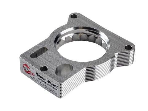 aFe Silver Bullet Throttle Body Spacers 46-34021 Spacers, Bullet, Billet Aluminum, Clear Anodized, Chevrolet, GMC, Each
