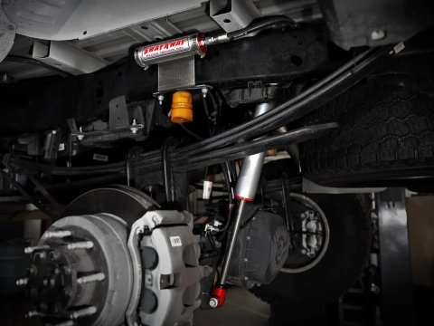 aFe Control Sway-A-Way Shocks for 2017-2024 F-250 SUPER DUTY, F-350 DUTY - 302-0056-10 and Struts, Sway-A-Way, 2.5 in. Diameter Shock, Remote Reservoir, 0-1.50 in. Lift, Rear, Ford, Pair