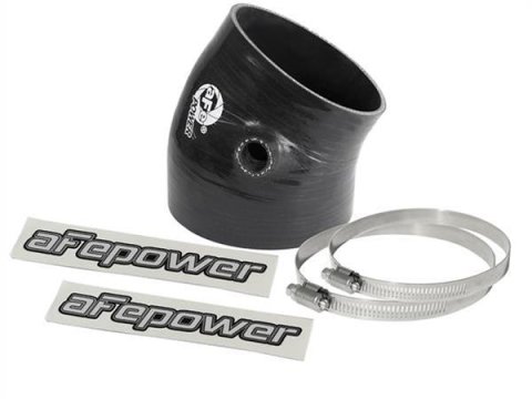 aFe Tubing Couplers 59-00115 Couplers, 30 degree Elbow, Silicone, Black, 4.38 in. Inlet/3.79 in. Outlet Diameter, 5/8 in. Diameter x 1/2 in. Tall Port On the Side, Each