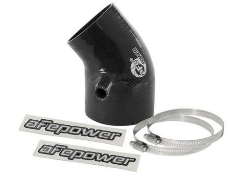aFe Tubing Couplers 59-00105 Couplers, 40 degree Elbow, Silicone, Black, 3.25 in. Inlet/2.81 in. Outlet Diameter, 1/2 in. Port On the Middle of the Side, Each