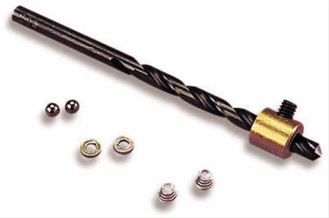 Holley Power Valve Check Ball Kits 125-500 Savers, Kit, Brass Seat, Springs, Stop, Steel Drill Bit, Zinc Plated, Kit