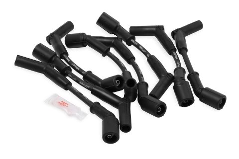 Holley Spark Plug Wires 561-100 Wire Sets, EFI, Assembled, for Coil Packs, Black Wire, 8.00mm Core, Black Silicone, Boot, 135 Degree, Chevy, Camaro, 6.2L, Set