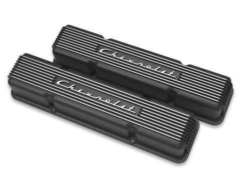 Holley Vintage Series Valve Covers 241-108 Covers, Series. Perimeter Bolt, Tall, Finned, Cast Aluminum, Back Finish, Chevy, 4.3-6.6L, Pair