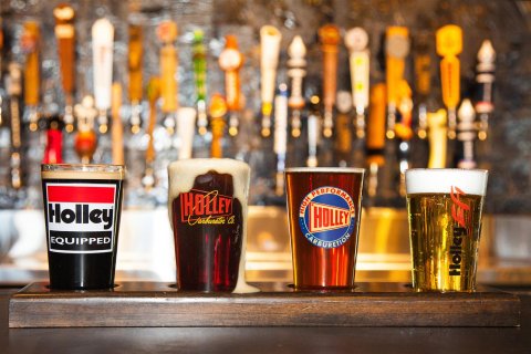 Holley Pub Glass Assortment Sets 36-435 Cups and Containers, Holley, Glass, Assortment, 16oz., Various Logos, pennant, round, equipped, EFI, 4-pack, Set