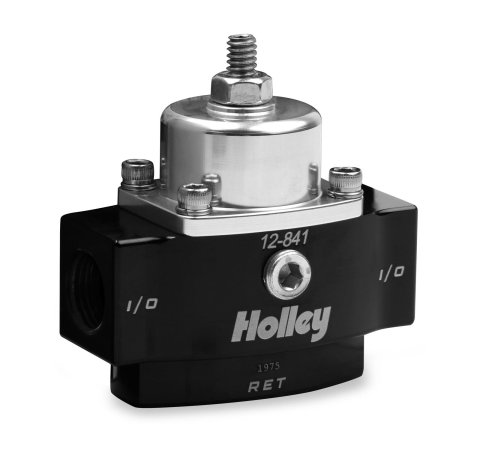 Holley HP Billet Fuel Pressure Regulators 12-841 Regulators, Billet, Low Pressure, 4.5 to 9 psi, Return Style, 3/8 in. NPT, Inlet and Outlet, Black Finish, Bracket, Each