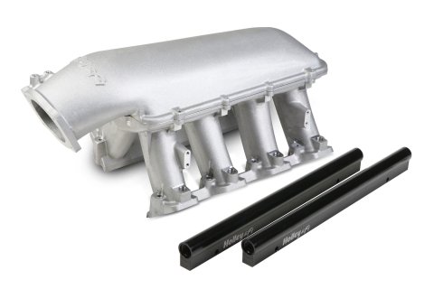 Holley EFI LS Hi-Ram Intake Manifolds 300-124 Manifolds, EFI, Hi-Ram, Raised Rectangular Port Head, Multi-port, 92mm Bore, Standard Deck, Aluminum, Satin Finish, Chevy, 7.0L, Each
