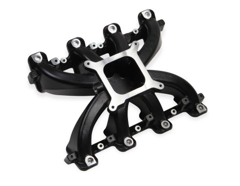 Holley EFI LS Single Plane Mid-Rise Intake Manifolds 300-137BK Manifolds, EFI, Plane, Mid-Rise, Cathedral Port, Multi-port, 2,500-7,000 RPM Range, Aluminum, Black Finish, Chevy, 4.8-6.0L, Each