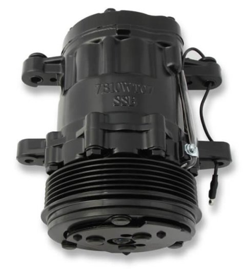 Holley Sanden Air Conditioning Compressors 199-104 Compressors, SD-7 Type, Aluminum, Black, Clutch, 6-Groove, Serpentine Pulley, Each
