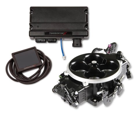 Holley Terminator X Stealth 4500 EFI Fuel Injection Systems 550-1071 Systems, X, EFI, Eight Injector, Throttle Body, Speed Density, Aluminum, Black, Tunable, Kit