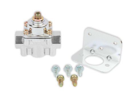 Holley Fuel Pressure Regulators 12-804 Regulators, Low Pressure, 1-4.psi, No Return, Inline, 3/8 in. NPT Ports, Female Thread, Aluminum, Chrome Plated, with Bracket, Each