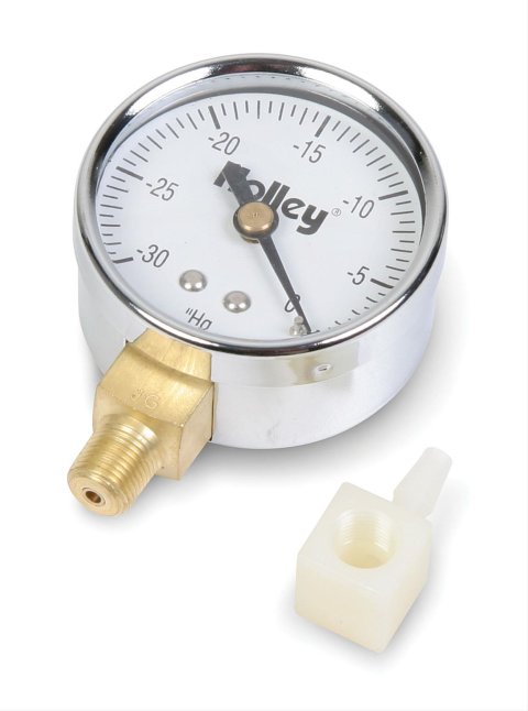 Holley Analog Vacuum Gauges 26-501 Gauge, Vacuum, 0-30 in. Hg, 2 1/16 in. Diameter, Analog, Full Sweep, for Mechanical Sending Unit, White Face, Each