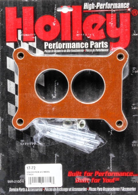 Holley Carburetor Spacers 17-72 Spacers, 2-Hole Style, 1.00 in. Thick, Phenolic Plastic, Black, Gaskets, Hardware, for 2300 Mounting Flange, Each