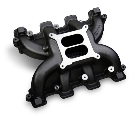 Holley LS Mid-Rise Carbureted Intake Manifolds 300-130BK Manifolds, Mid-Rise, Standard Deck, Single Carburetor, Dual Plane, 1,500-6,500 RPM Range, Aluminum, Black Finish, Chevy, 4.8-6.0L, Each