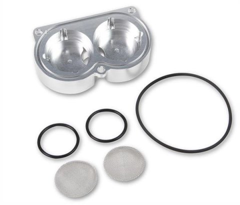 Holley Dominator Billet Fuel Pump Conversion End Plates 12-3001 Plate Kits, 12-3000, Single Inlet, -10 AN O-ring, Aluminum, Natural, Each