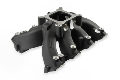 Holley EFI LS Single Plane Split-Design Race Intake Manifolds 300-290BK Manifolds, Fuel Injected, Race, Black Ceramic, Natural, Chevrolet, GM Engines, LS3, L92 Cylinder Heads, Each