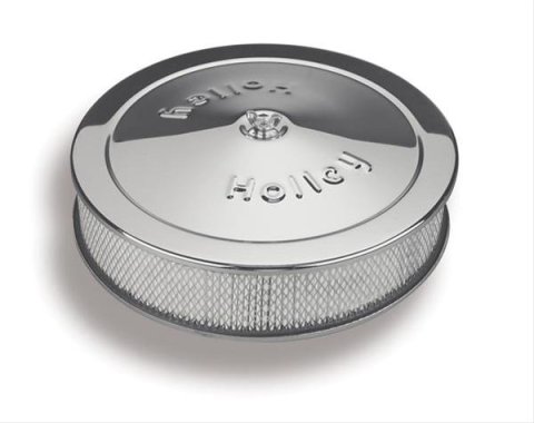 Holley Air Cleaner Assemblies 120-102 Cleaners, 14 in. Diameter, Round, Steel/Chrome, Logo, 3 in. Filter Height, Each