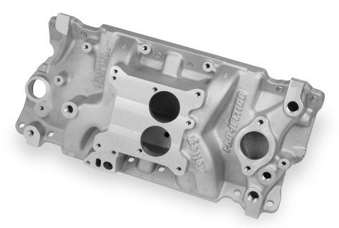 Holley Pro-Jection Intake Manifolds 300-49 Manifolds, Pro-Jection, 2-Barrel Throttle Body, Idle-6,000 RPM Range, Standard Deck, Aluminum, Natural, Chevy, 262-400ci, Gen I, Each