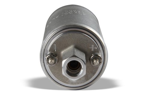 Holley Electric In-Line Fuel Pumps 12-930 Pumps, Electric, In-line, External Mount, 190 lph, 85 psi, 12V, 10mm x 1.0, Female Thread, Inlet and Outlet, Steel Housing, Silver, Bracket, Each