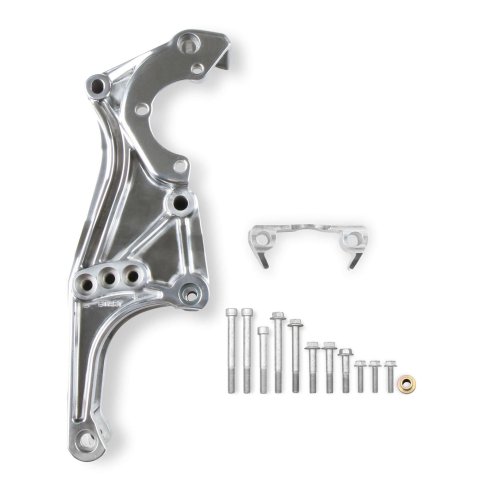 Holley LS Engine Accessory Drive Kits 20-155P Brackets, Engine, Cast Aluminum, Polished Finish, Alternator, Power Steering, Chevy, LS, 4.8-7.0L, Kit