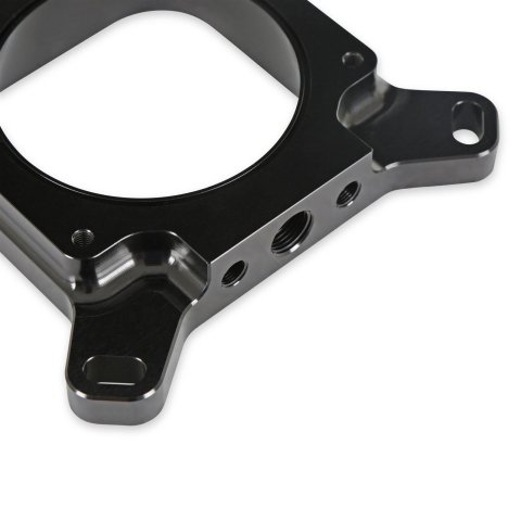 Holley Throttle Body to Carbureted Manifold Adapters 17-93 Adapters, Adapter, Open Center, Billet Aluminum, Black Anodized, 1.00 in. Height, Square Bore, Kit