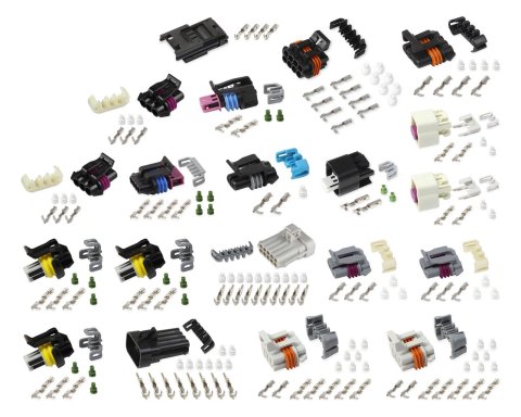 Holley EFI ECU Connector Kits 570-103 Weatherproof Connectors, EFI, GM LSx Engine, Main Harness Connectors, J1A/J1B Connectors, Pins, Seals, Cavity Plugs included, Kit