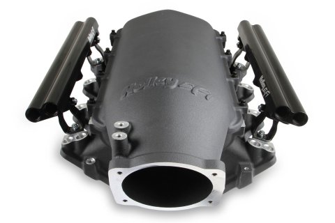 Holley LS Modular Lo-Ram EFI Intake Systems 300-624BK Manifolds, Dual Injection, EFI, Cathedral Port Heads, Standard Deck, 105mm Bore, Aluminum, Black Finish, Chevy, LS, 4.8-6.0L, Each
