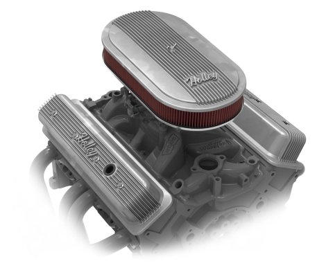 Holley Vintage Series Air Cleaner Assemblies 120-400 Cleaners, Series, 17 in. x 9 in., 5.125 in. Single Carburetor Neck, Finned Top, Cotton Gauze Filter, Cast Aluminum, Natural, Each